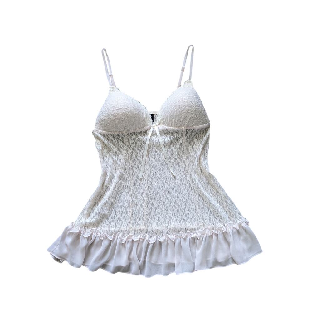 Y2K Apt.9 Babydoll Lace Slip Dress Womens L Pink Sequin Coquette Barbiecore
